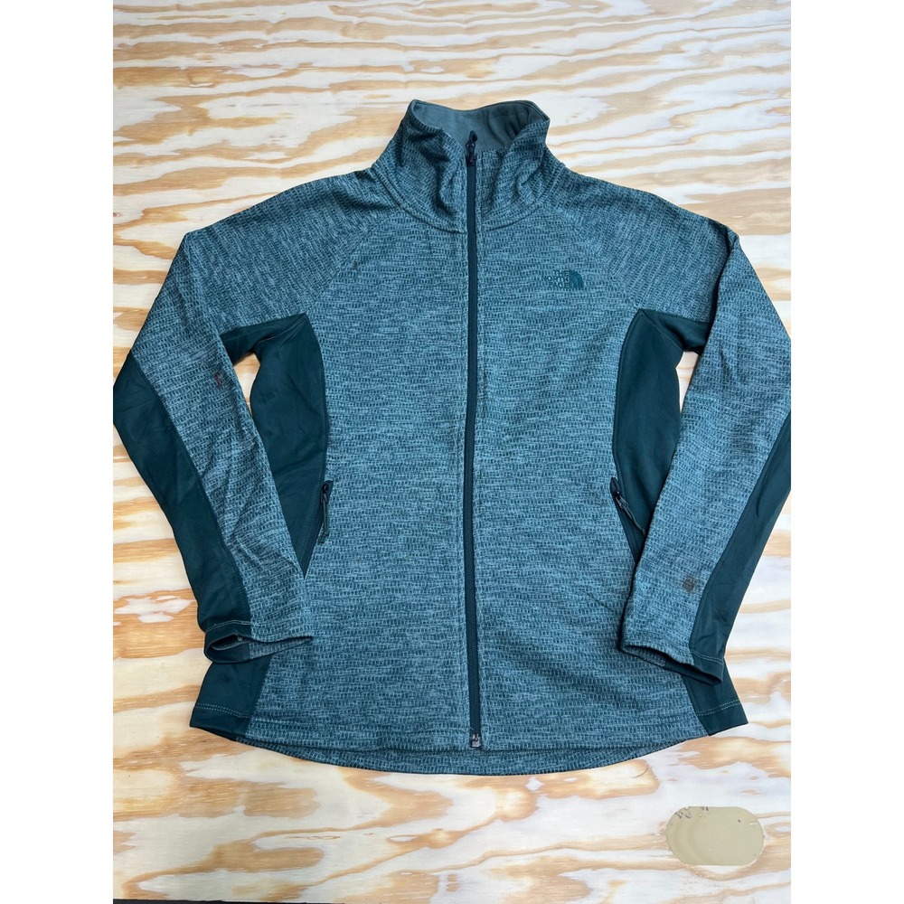 The North Face Womens Full Zip Fleece Jacket Teal Green Textured Knit Medium